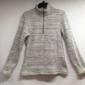 Kuhl 1/4 Zip Pullover Sweater Womens Gray Sherpa Trim Size Large